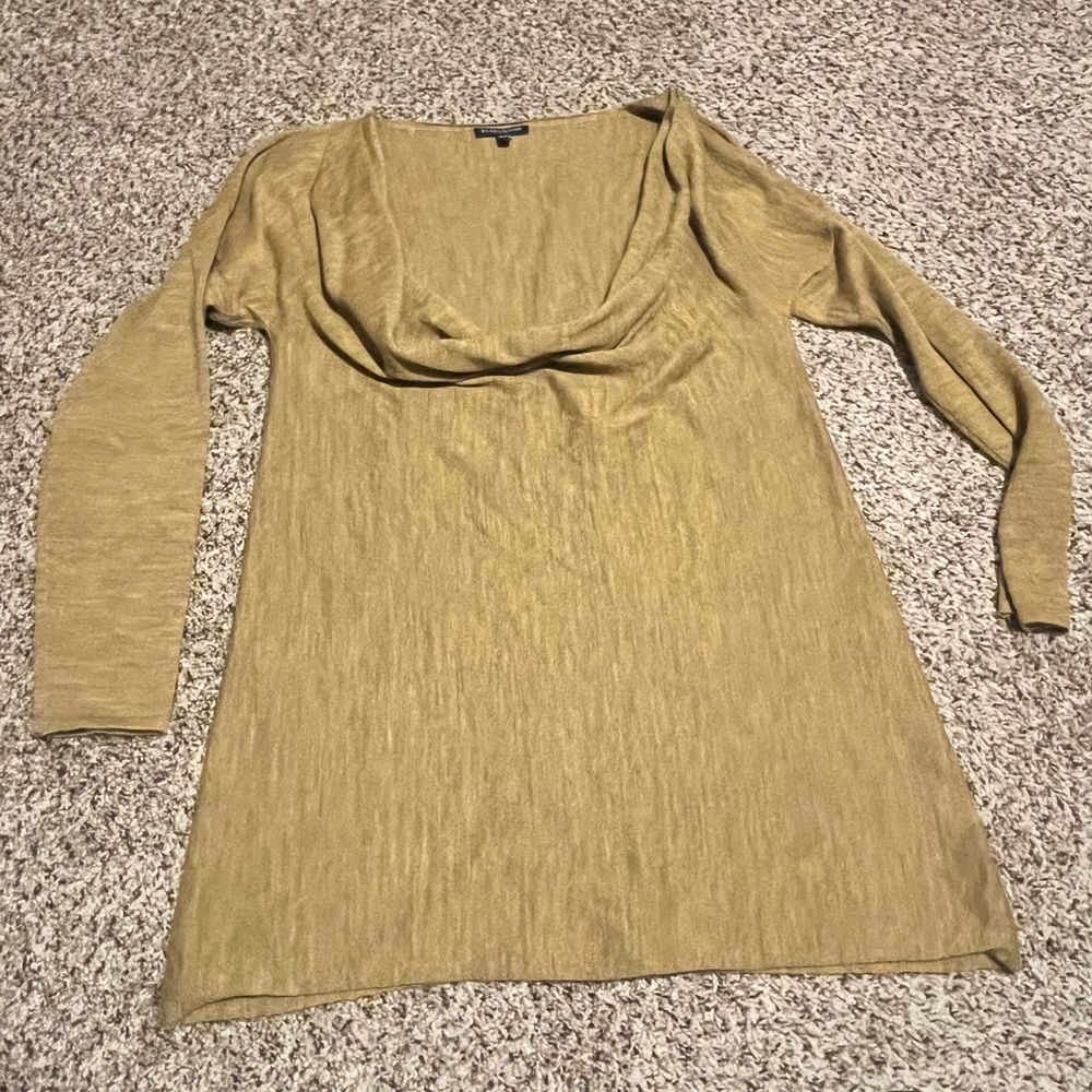 Eileen Fisher Green Cowl Neck Tunic Long Sleeve Petite PM Dressy Evening Top